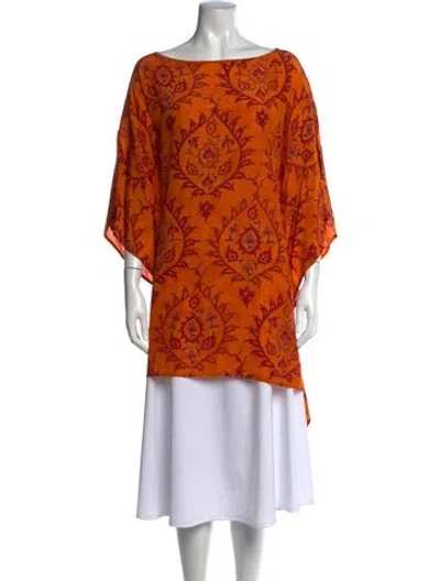 Pre-owned Eskandar Silk Printed Tunic In Orange