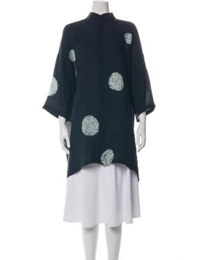 Pre-owned Eskandar Silk Printed Tunic W/ Tags In Black