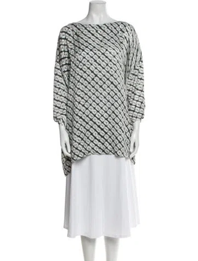 Pre-owned Eskandar Silk Printed Tunic In White
