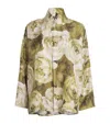 Eskandar Silk Rose Print Shirt In Green