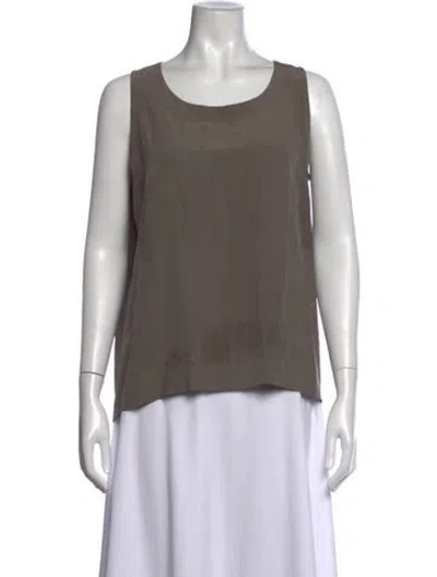 Pre-owned Eskandar Silk Scoop Neck Top In Green