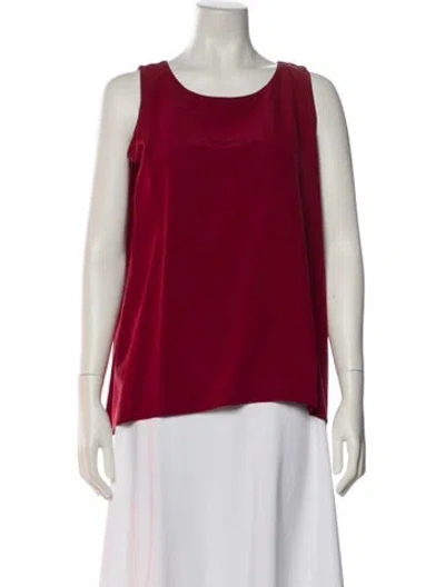 Pre-owned Eskandar Silk Scoop Neck Top In Red
