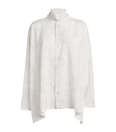 Eskandar Silk Scrunch-neck Shirt In Gray