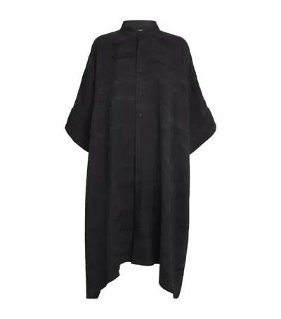Eskandar Silk Stand-collar Long Kaftan In Black