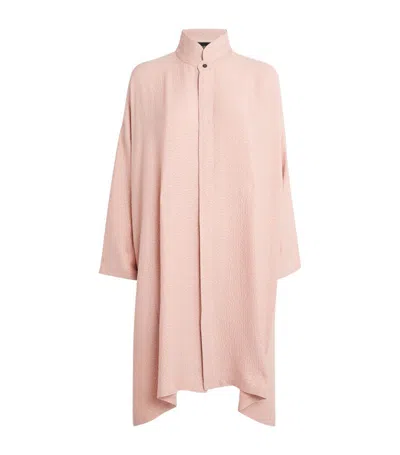 Eskandar Silk Stand-collar Shirt In Pink