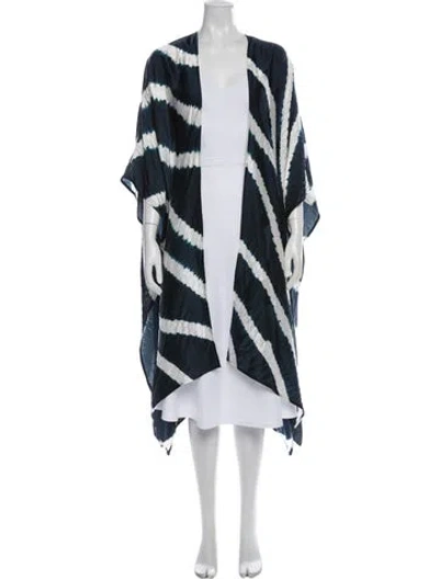 Pre-owned Eskandar Silk Striped Jacket In Blue