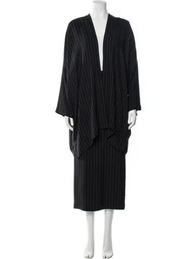 Pre-owned Eskandar Silk Striped Skirt Suit In Black