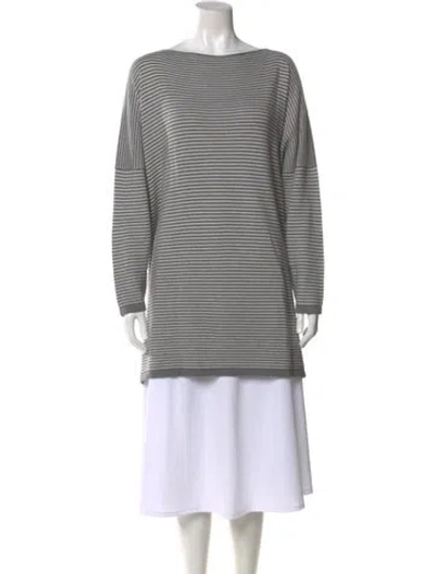 Pre-owned Eskandar Silk Striped Sweater In Gray