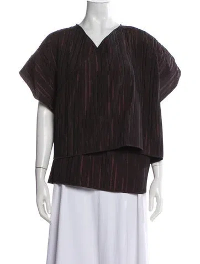 Pre-owned Eskandar Silk Striped Top In Gray