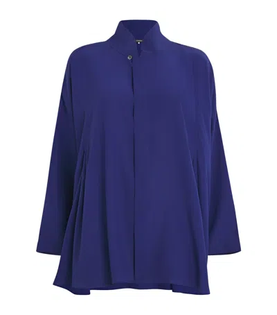 Eskandar Silk Swing Shirt In Blue