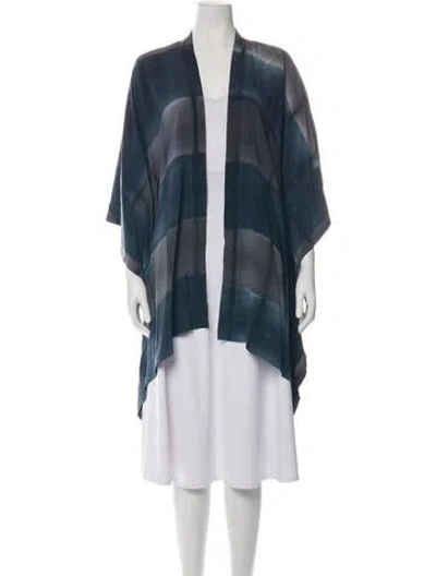 Pre-owned Eskandar Silk Tie-dye Print Coat W/ Tags In Blue