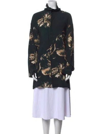 Pre-owned Eskandar Silk Tie-dye Print Tunic In Black