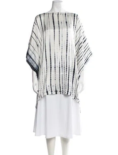 Pre-owned Eskandar Silk Tie-dye Print Tunic In White