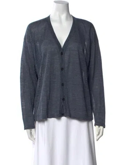 Pre-owned Eskandar Silk V-neck Sweater In Blue