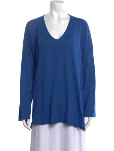Pre-owned Eskandar Silk V-neck Sweater In Blue