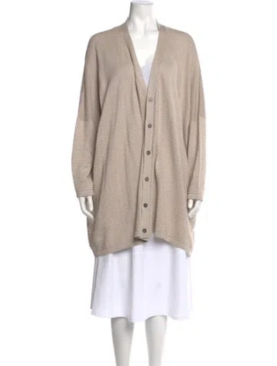 Pre-owned Eskandar Silk V-neck Sweater In Neutral