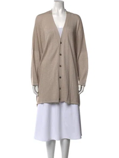 Pre-owned Eskandar Silk V-neck Sweater In Neutrals