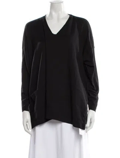 Pre-owned Eskandar Silk V-neck Top In Black