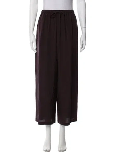 Pre-owned Eskandar Silk Wide Leg Pants In Burgundy