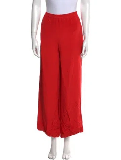 Pre-owned Eskandar Silk Wide Leg Pants In Red