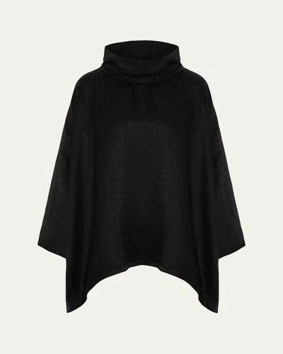 Eskandar Silk-blend Wide A-line Monks Top In Black