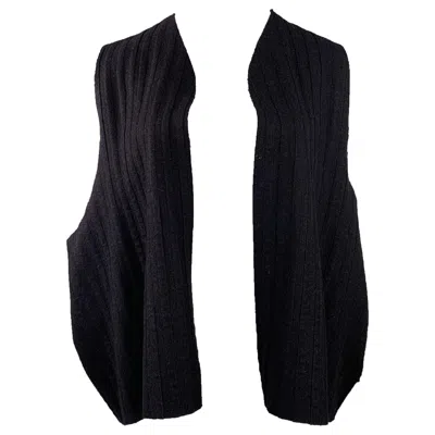 Pre-owned Eskandar Size L Brown Purple Wool Cashmere Ribbed Open Front Vest