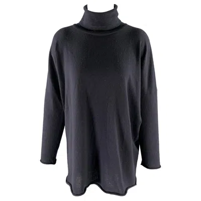 Pre-owned Eskandar Size M Navy Cashmere Turtleneck Sweater In Blue