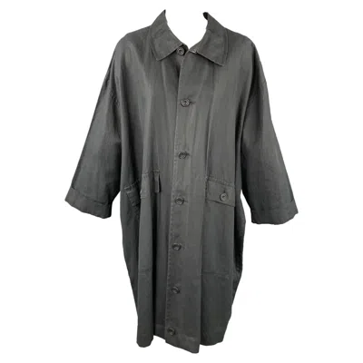 Pre-owned Eskandar Size One Size Charcoal Linen Overcoat In Black