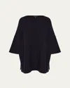 Eskandar Slash-neck 3/4-sleeve Sweater With Slits (long Plus Length)