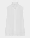 Eskandar Sleeveless Caucasus Shirt With Notch Collar (long Length) In White