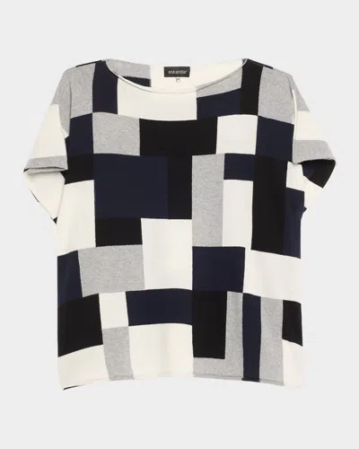 Eskandar Sleeveless Slash Neck Cashmere Sweater In Mix