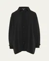Eskandar Slim A-line Back Pleat Shirt With Collar (long Plus Length) In Black