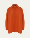 Eskandar Slim A-line Back Pleat Shirt With Collar (long Plus Length) In Hot