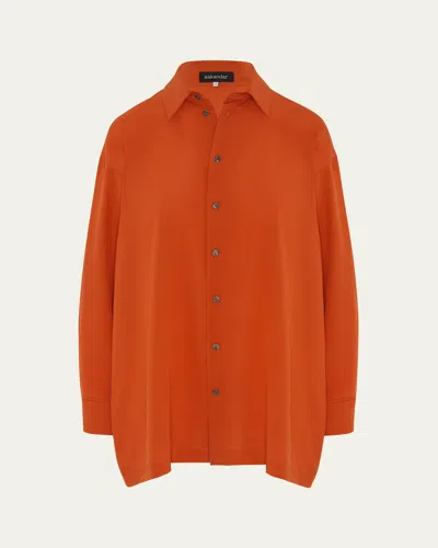 Eskandar Slim A-line Back Pleat Shirt With Collar (long Plus Length) In Hot