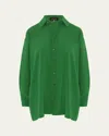 Eskandar Slim A-line Back Pleat Shirt With Collar (long Plus Length) In Sugarsnap