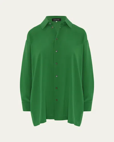 Eskandar Slim A-line Back Pleat Shirt With Collar (long Plus Length) In Sugarsnap