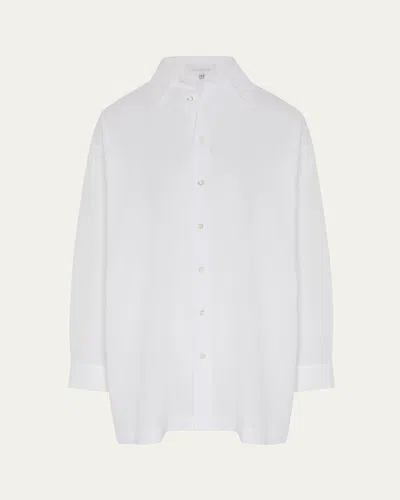 ESKANDAR SLIM A-LINE BACK PLEAT SHIRT WITH COLLAR (LONG PLUS LENGTH)
