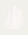 Eskandar Slim A-line Double Stand Collar Shirt With Stepped Insert (long Length)