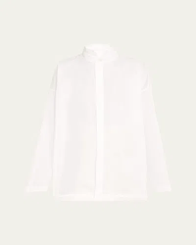 Eskandar Slim A-line Double Stand Collar Shirt With Stepped Insert (long Length)