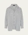 Eskandar Slim A-line Shirt With Collar And Stepped Insert (long Length)