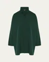 Eskandar Slim A-line Shirt With Double Stand-collar And Stepped Insert (long Plus Length) In Green