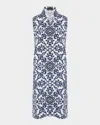 Eskandar Slim A-line Sleeveless Shirt Dress With Collar In Navy