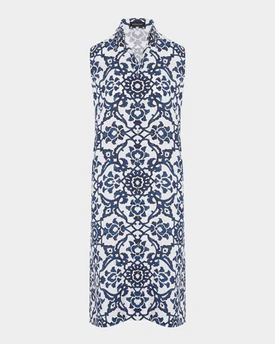 ESKANDAR SLIM A-LINE SLEEVELESS SHIRT DRESS WITH COLLAR