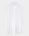 Eskandar Slim A-line Two Collar Shirt With Step Insert (long Length) In White