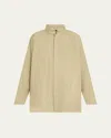 Eskandar Slim Aline Double Stand Collar Shirt With Stepped Insert Long
