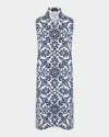 Eskandar Slim Aline Sleeveless Shirt Dress With Collar In Navy