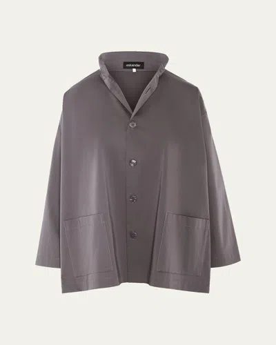 Eskandar Slim A-line Stretch Cotton Jacket In Gray
