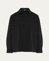 Eskandar Slim Shirt With Collar (regular Length) In Black