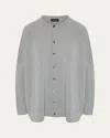 Eskandar Slim-sleeve Cashmere Cardigan (mid Plus Length) In Gray