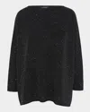 Eskandar Slim Sleeve Sideways Knitted Sweater Mid Plus In Black